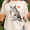 Linocut Owl with Heart T-Shirt | Bird Illustration, Woodland Graphic Tee