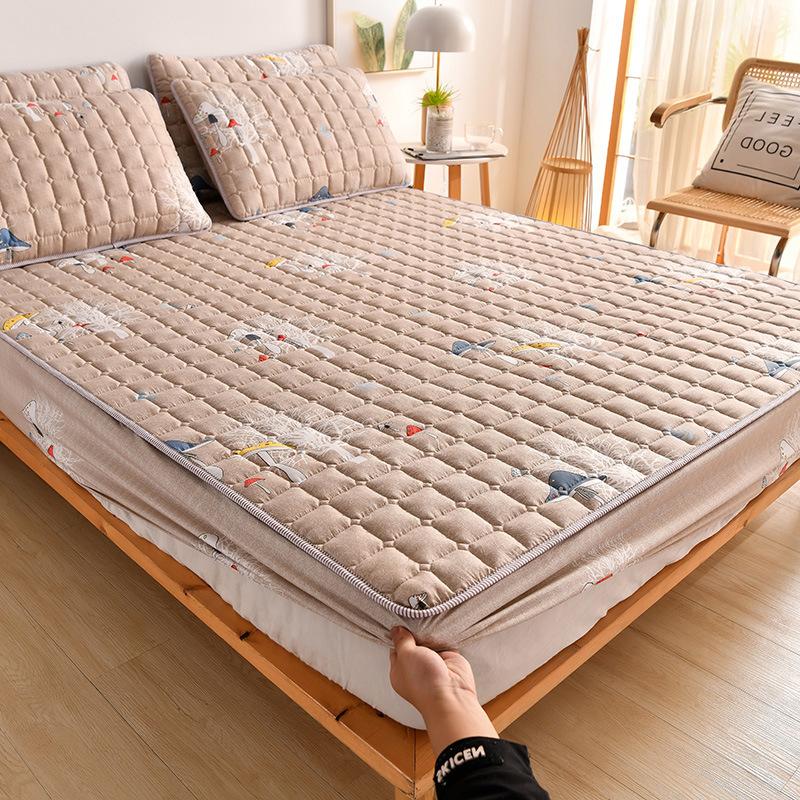 Waterproof Mattress Cover Thick Quilted Fitted Bed Sheet Fashion Printed Bedding Non-slip Sheet Dust Cover
