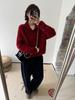 Cor24 Women's Red Baby Alpaca Wool Pullover - Soft, Warm, Long-Sleeved Half-Collar Sweater for Autumn & Winter