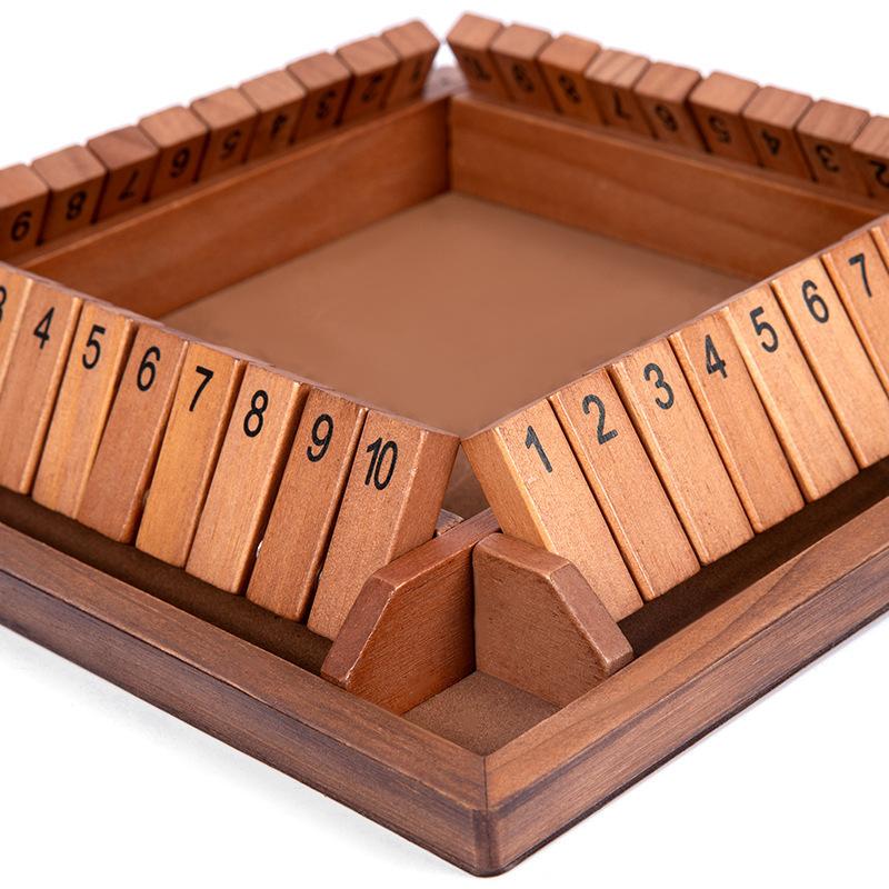 Retro Colored Shut The Box Dice Board Game Wooden Flaps & Dices 4 Players Pub Bar Party Supplies Family Entertainment