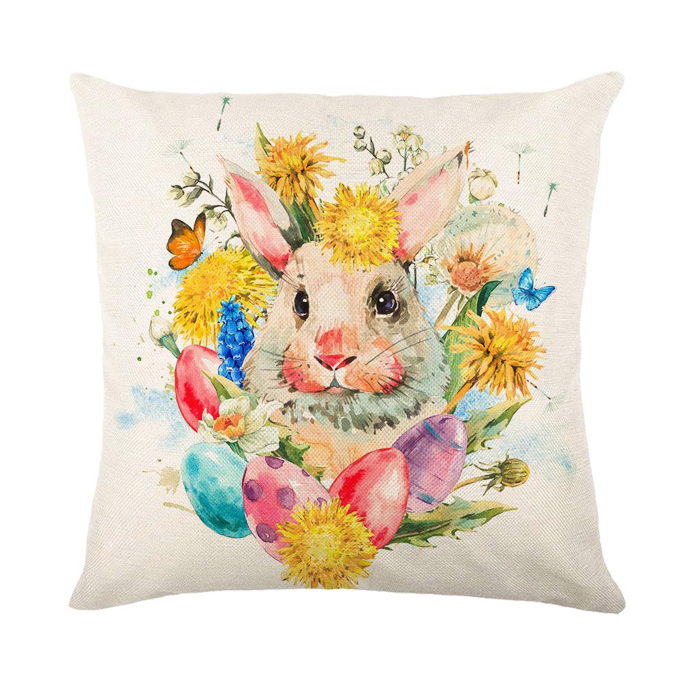 Home Nordic Easter Bunny Pillow Cover Sofa Pillow Bedside Pillow Cover Linen Pillow Cover