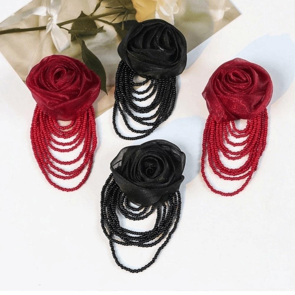 Mesh Chest Flower Handmade Clothing Patches Retro Organza Rose Flower  Hair Clip Accessories