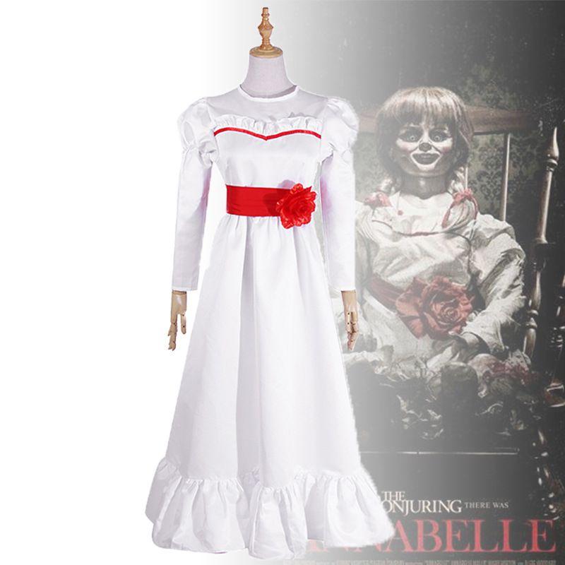 Očarující Annabelle Creation Halloweenská hororová panenka Bílé šaty Pro dívky a dospělé