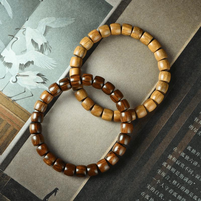 

Простой ретро браслет из бусин из фиолетового сандала для женщин - 7x8 мм, дизайн в виде одинарного круга в старинном стиле