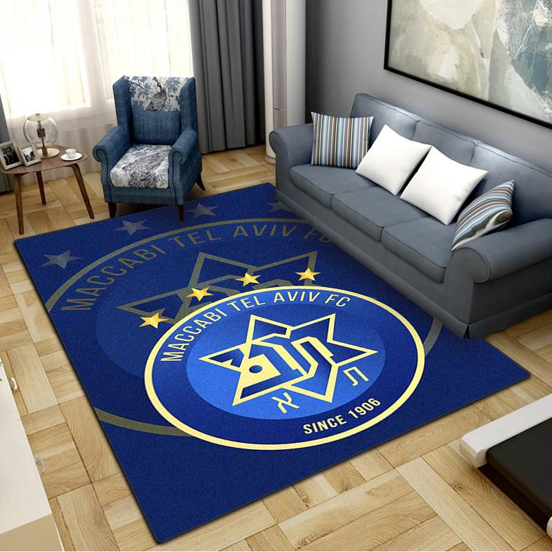 Tappeto Maccabi Tel Aviv FC per Soggiorno Camera da Letto Casa Decorazione Divano, Tappetino Antiscivolo per Giochi Bambini