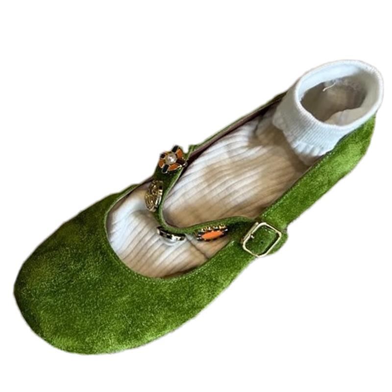 Mode Damen Wildleder Pumps Schuhe Elegant Mary Janes Schuhe 2025 Marke Klobige Pumps Sommer Neu Designer Flache Damen Sandalen