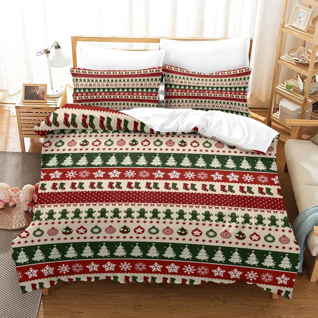 Christmas New Pattern Digital Printing Three-Piece Set 3D Three-Dimensional Polished Chemical Fiber Quilt Cover Pillowcase To Picture