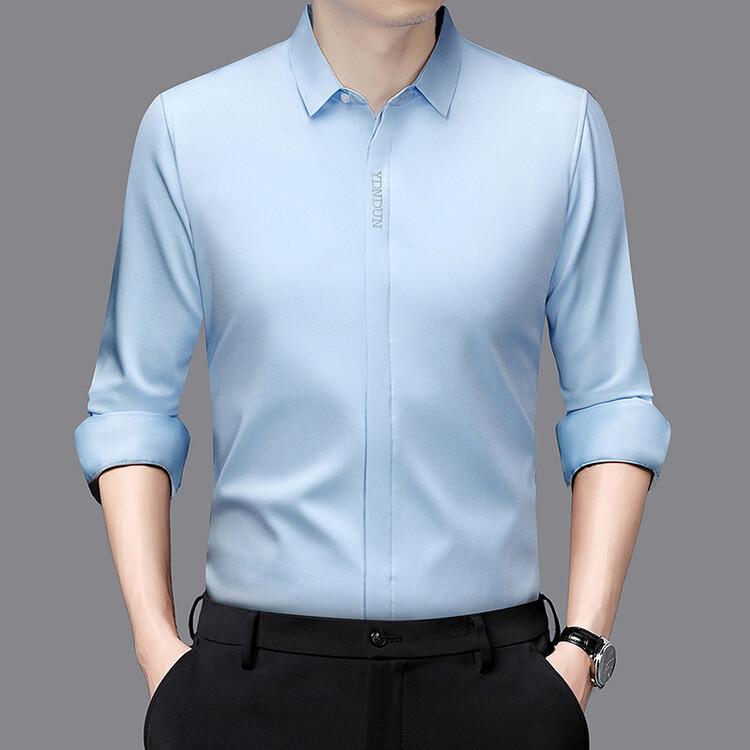 Men's Business Casual Long Sleeved Solid Color Shirt Wrinkle Resistant Wrinkle Free Comfortable All Season Versatile Top