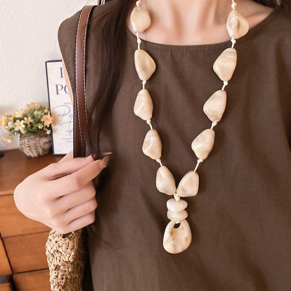 Geometric Acrylic Necklace Oval Sweater Chain Vintage Geometric Necklace Vintage Style