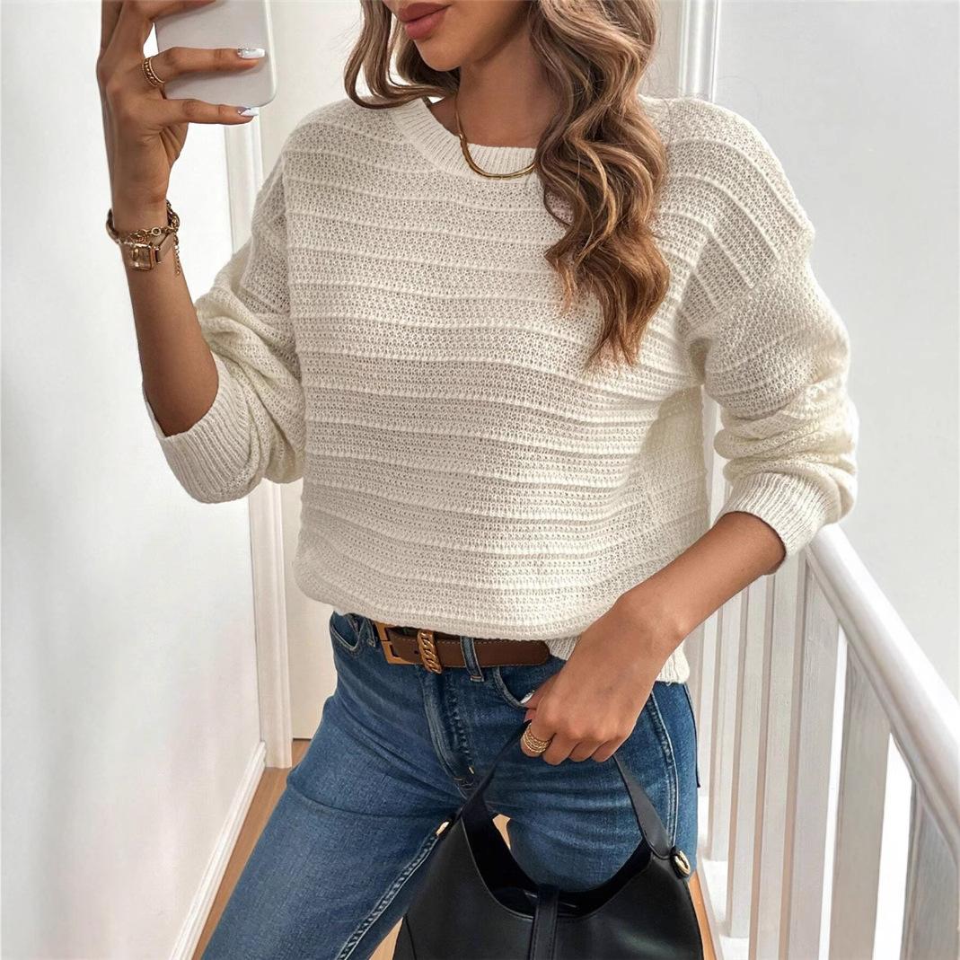 Women S Casual Long Sleeve Sweater With Back Bow Design S белый