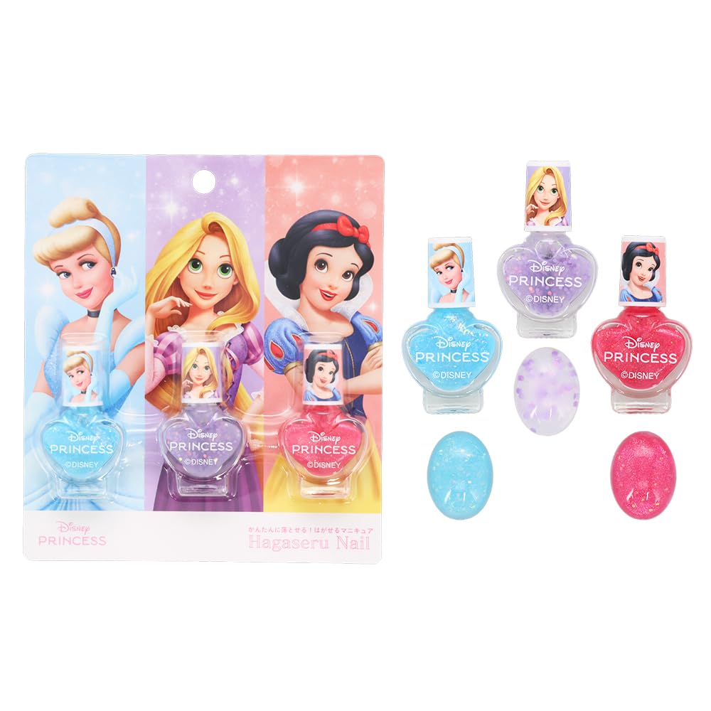 

Shobido Disney Princess Nail Polish Set of 3 Princess Cosmetics Series Disney Peel-Off (Disney A) Kids