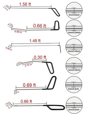 Car Body Dent Repair Hook Robs Removal Tools Door Dings Removal Crowbar Kit for Hail Damage Repair Rods Automotive Workshop