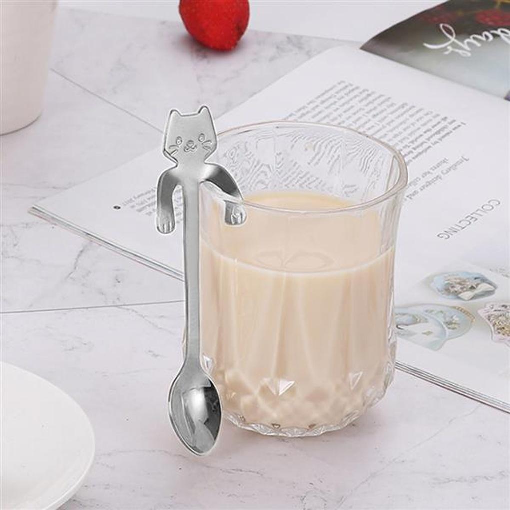 Cat Arm Cup Holder Teaspoon Holder Dessert Stainless Steel Home Cafe