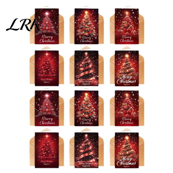 Christmas Party Supplies Stationery 6 Pcs Tree Greeting Cards, Merry Sparkly Decorative Seasonal Paper Cards Holiday with Envelopes for Winter,