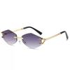 Womens Frameless Polygonal Sunglasses UV Protection Fashion Outdoor Travel Street Shades Glasses