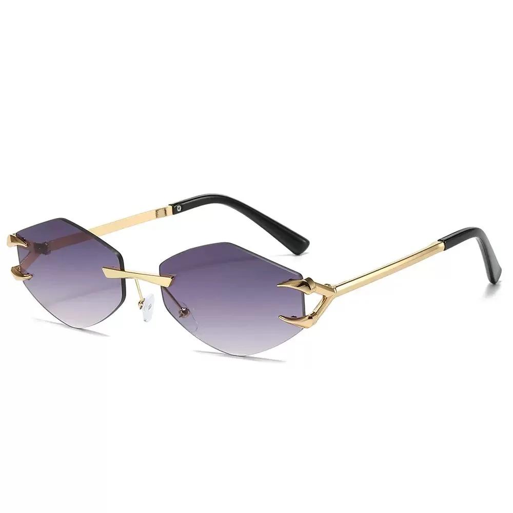 Womens Frameless Polygonal Sunglasses UV Protection Fashion Outdoor Travel Street Shades Glasses