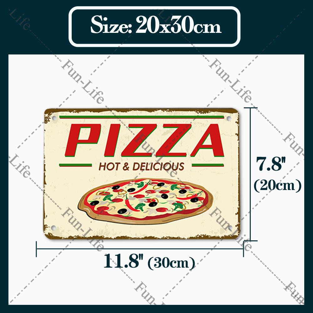 Pizza Dessert Metal Poster Food Tin Sign Plaque Metal Restaurant Vintage Wall Decor for Bar Club Metal Signs 20x30cm