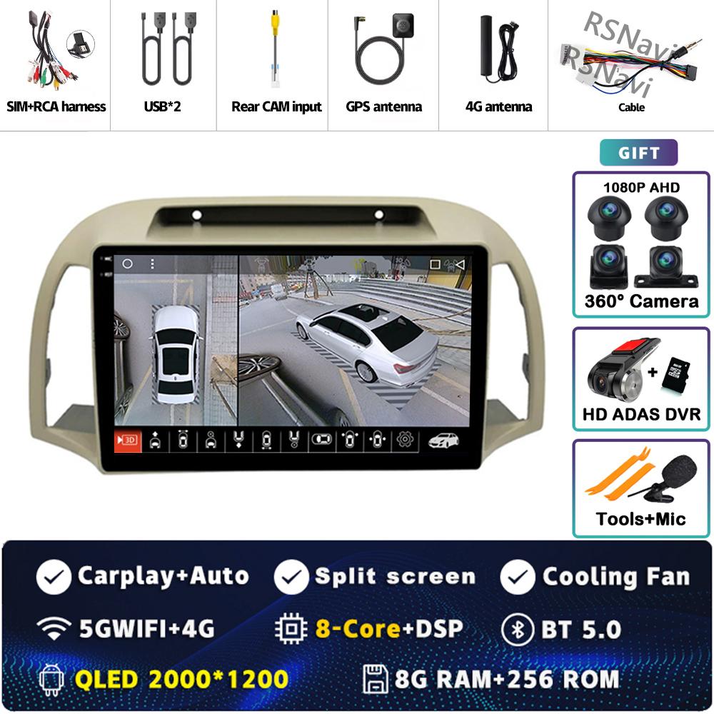 Android 14 Carplay Car Radio For Nissan March Micra K12 2002 2003 - 2010 Multimedia Video Player Navigation GPS Stereo 2Din DVD