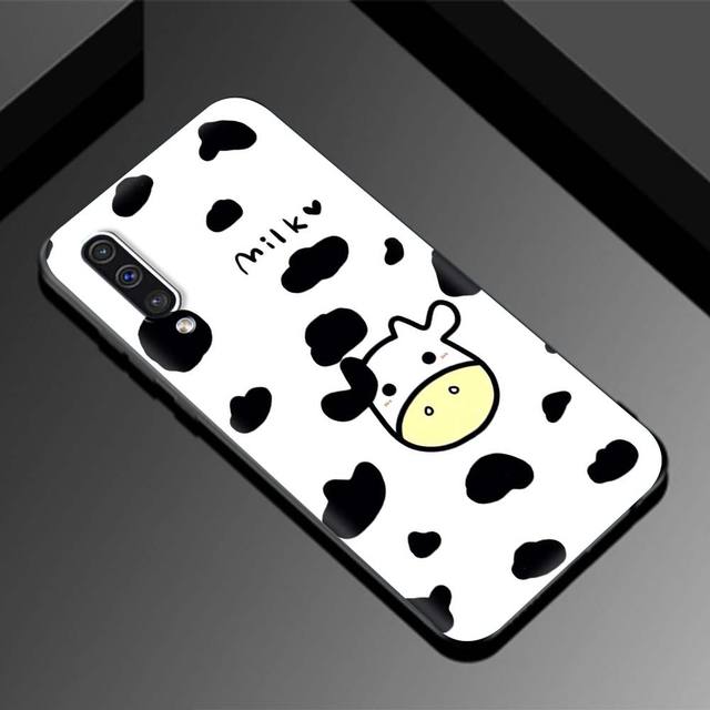 Husă neagră pentru Samsung A90 5g A80 A70s A70 A60 A50s A50 A40 A30s A30 A20s A20 A20e A10s A10 A10e Coque Cute Cow