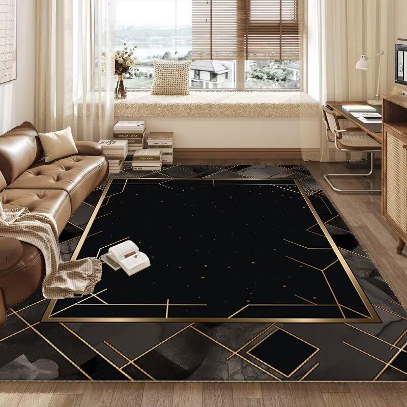 Nordic Golden Luxury Living Room Carpet Large Area Bedroom Soft Rugs Washable Sofa Side Floor Mat Non-slip Carpets Tapis Salon