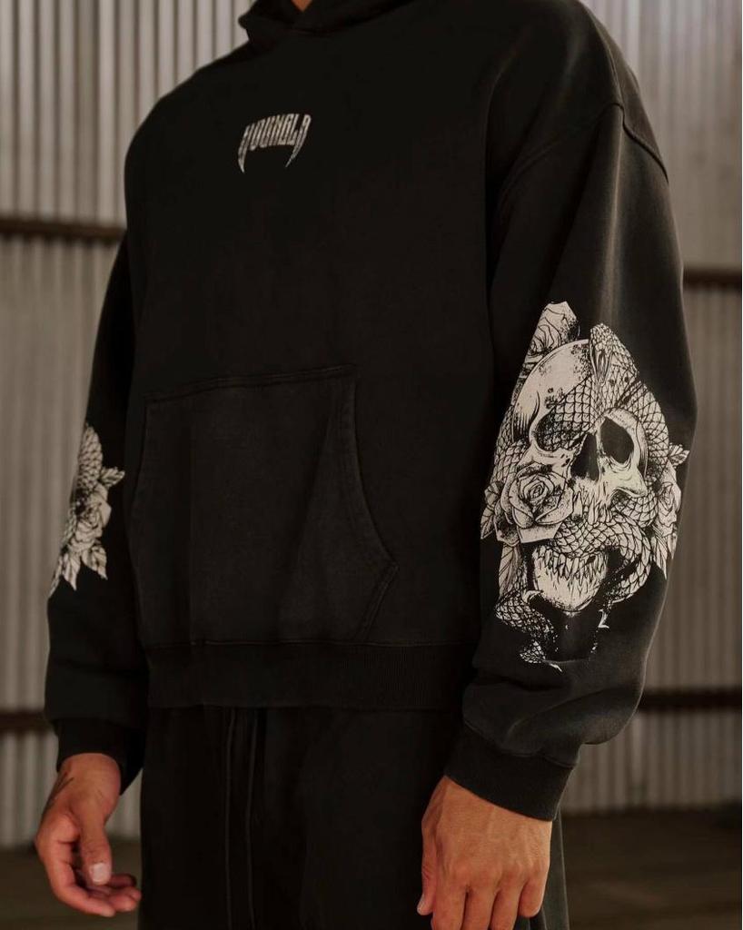YOUNGLA Men's Retro Streetwear Hoodie - New Autumn/Winter Sports Fitness Running Sweatshirt