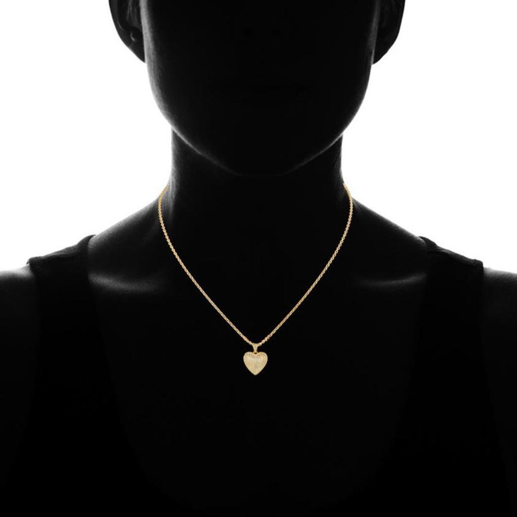 Full Micro Paved Solid Heart Pendant Classic Cable Link Chain Women Clavicle Necklace