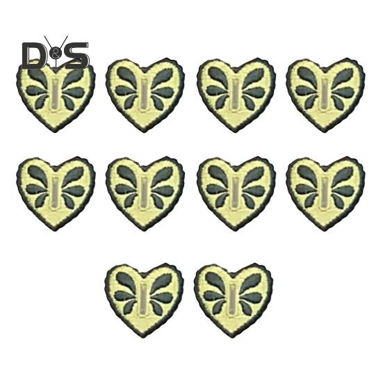 

10 шт. чехлов для пуговиц в форме сердца, съемные, не требующие шитья крючки для пуговиц Love, вышитые украшения для блузок, джинсов, одежды своими руками зелёный