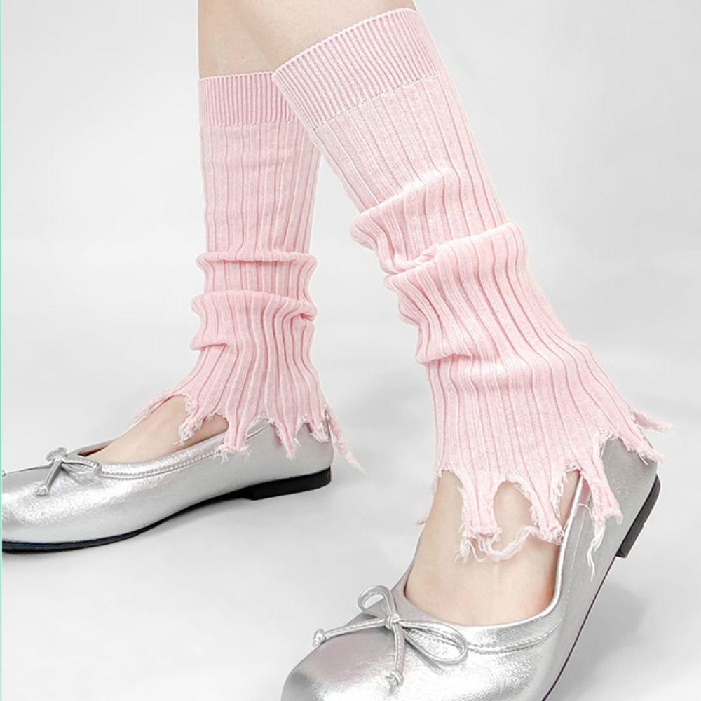 Fashion Wasteland Style Knitted Sock Covers High Elastic Knitted Pile Socks Sweet Style Y2K Socks Girls Fashion