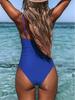 Maillot de bain une pièce pour femme - Dos nu profond, Sexy, Protection solaire, Couleur unie