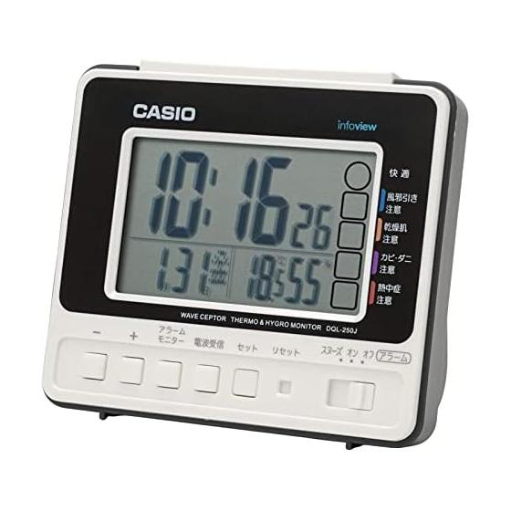CASIO Будильник Радио Часы Настольные Часы Белые Цифровые Светильник С Подсветкой DQL-250J-7JF