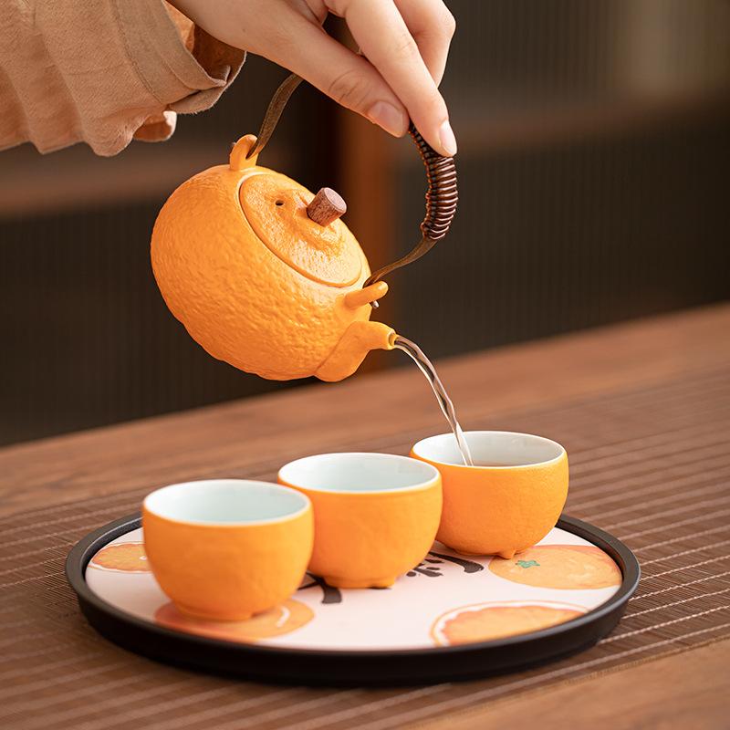 Lucky Travel Teaware Sets Tea Cup Outdoor Portable Storage Set Household Ceramic Tea Pot Gift