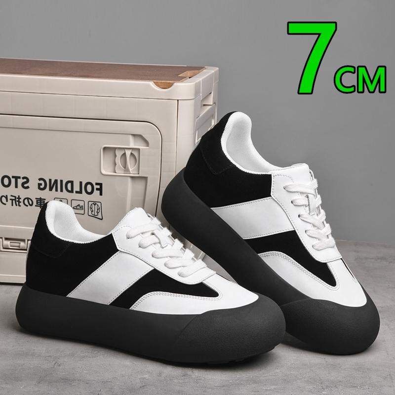 Brand Lace Up Men&Women's Casual Sneakers Thick Platform Lift Shoes Outdoor Walking Elevator Shoes 7cm Height Increase