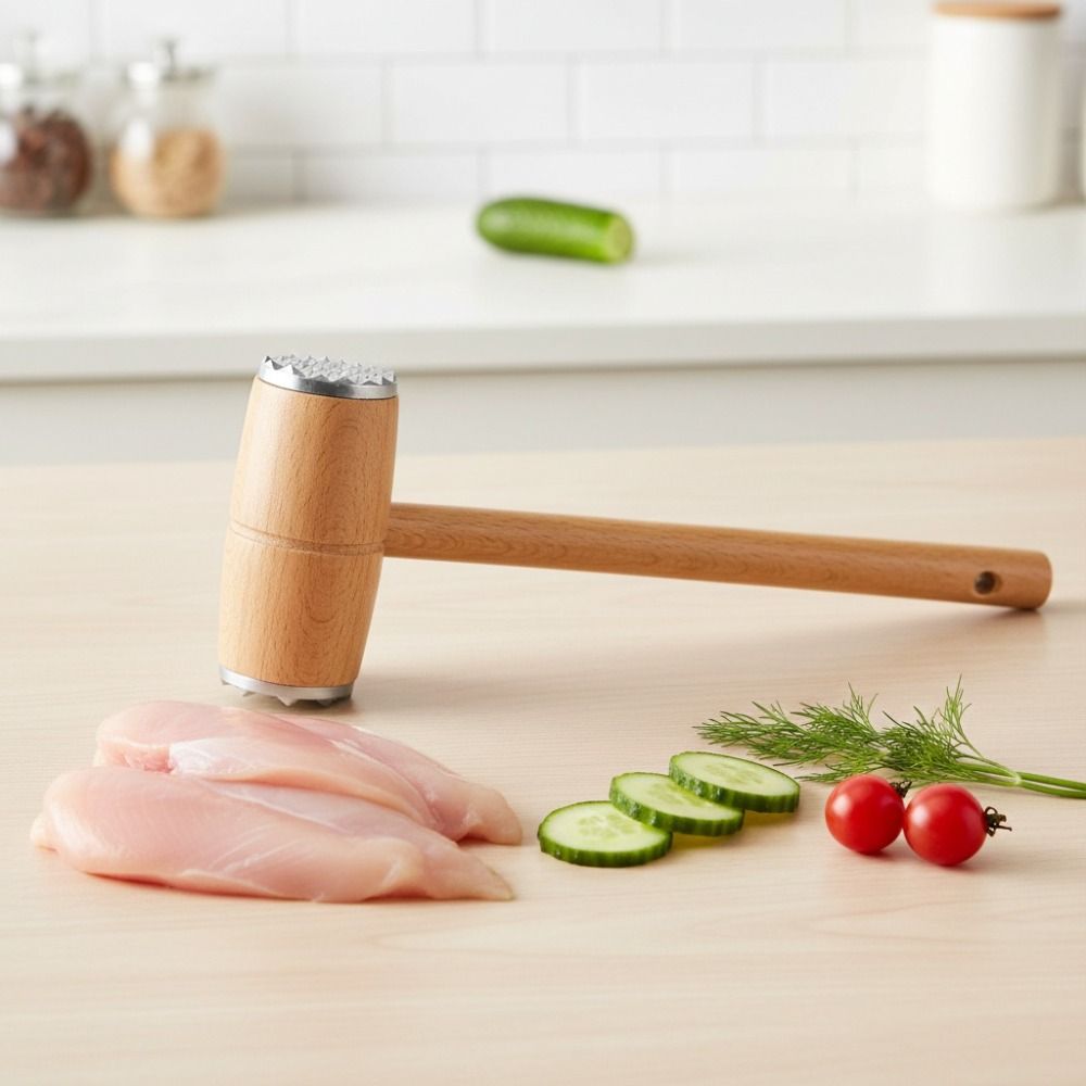 Metal Head Meat Tender Wooden Meat Mallet Multifunctional Meat Hammer Nuts