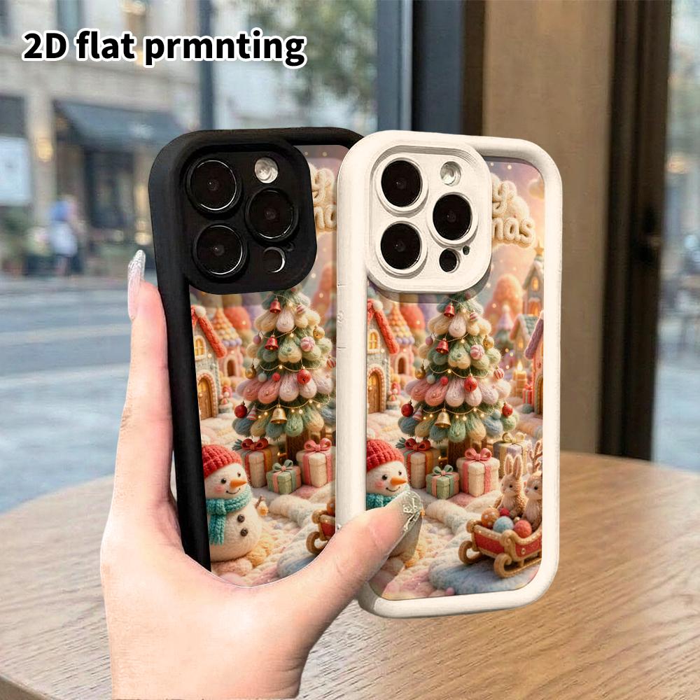 Phone Case: 2D flat, fits iPhone 18 17 16 15 14 13 12Pro protective case, Christmas town, Christmas and Halloween perfect holiday gift