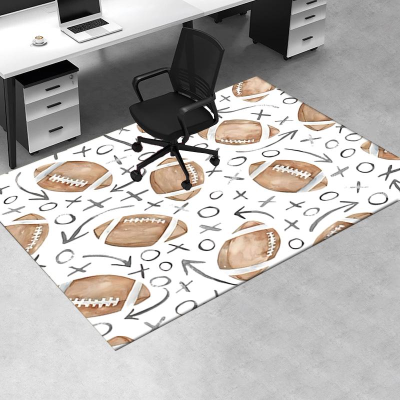 Football Pattern Chair Mat Office Carpet, Oversized Rug for Home Decor, Gift Idea for Football Lovers, Suitable for Bedroom, Living Room
