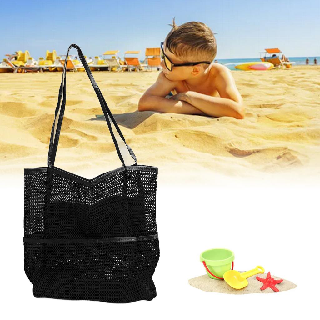 Mesh Beach Handbag Multiple Large Capacity Shoulder Bag for Travel Swimming Pool Picnic Camping