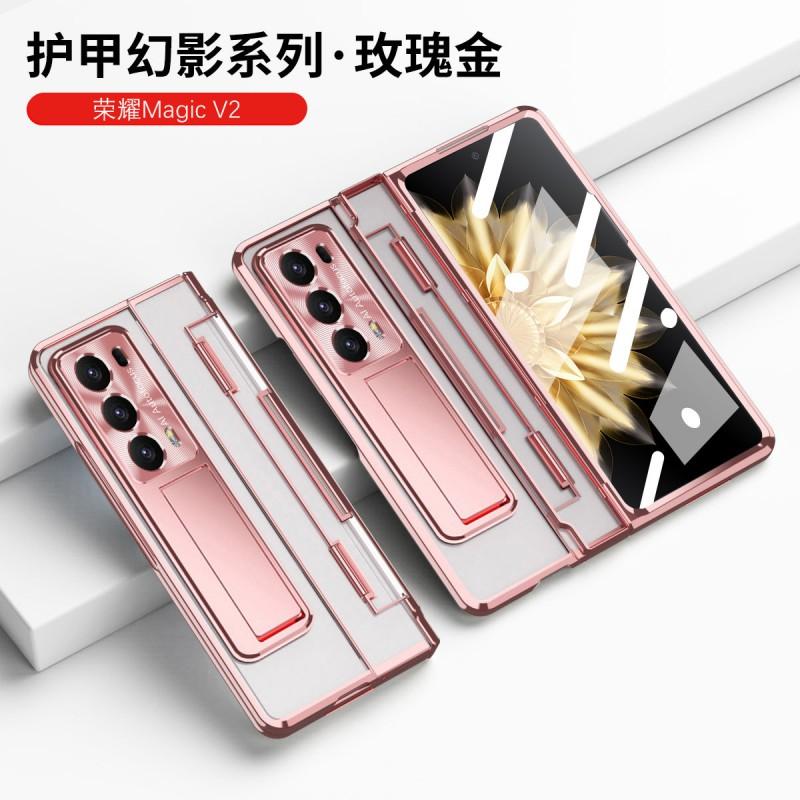 Pełne Pokrycie Składane Etui na Telefon Honor Magic V2 Z Ochroną Zawiasu Slotem na Rysik Stojakiem Magnetyczna Osłona PC