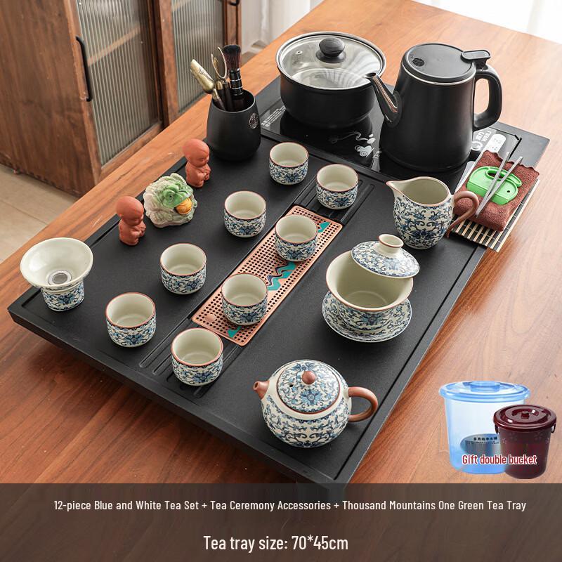 Chinese Ceramic Tea Set with Automatic Water Supply Tea Tray