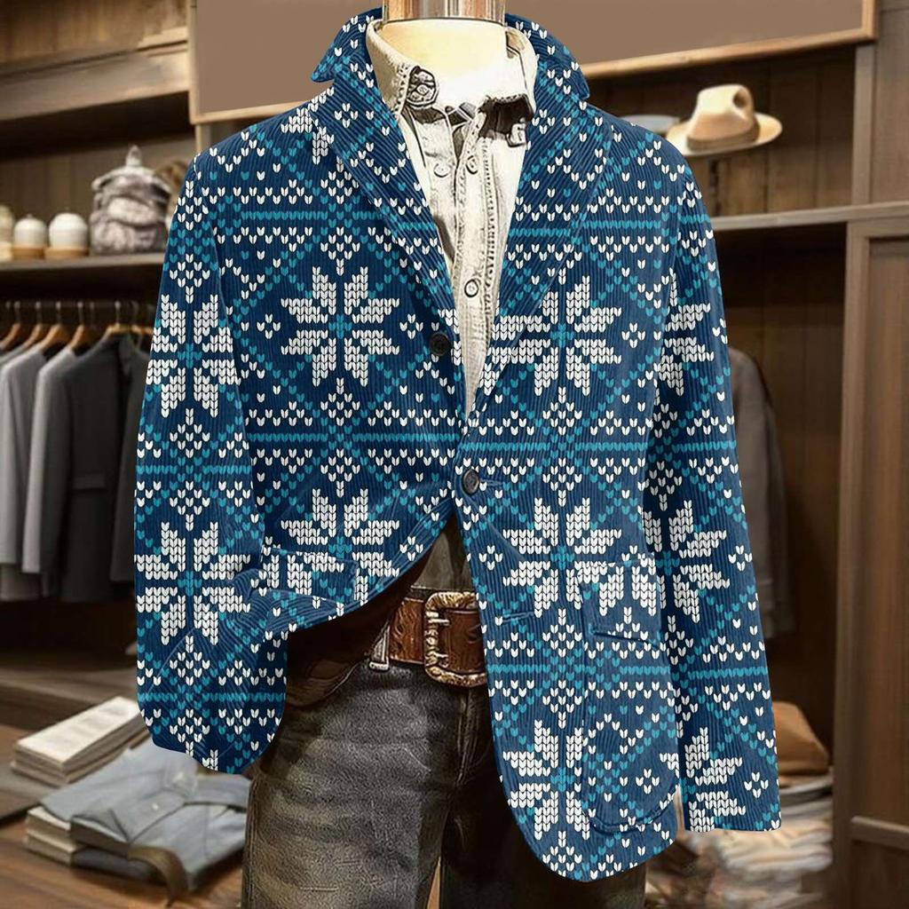 Giacca Cardigan da Uomo Brutta Natalizia in Velluto a Coste Calda con Tasche Abito Casual da Uomo