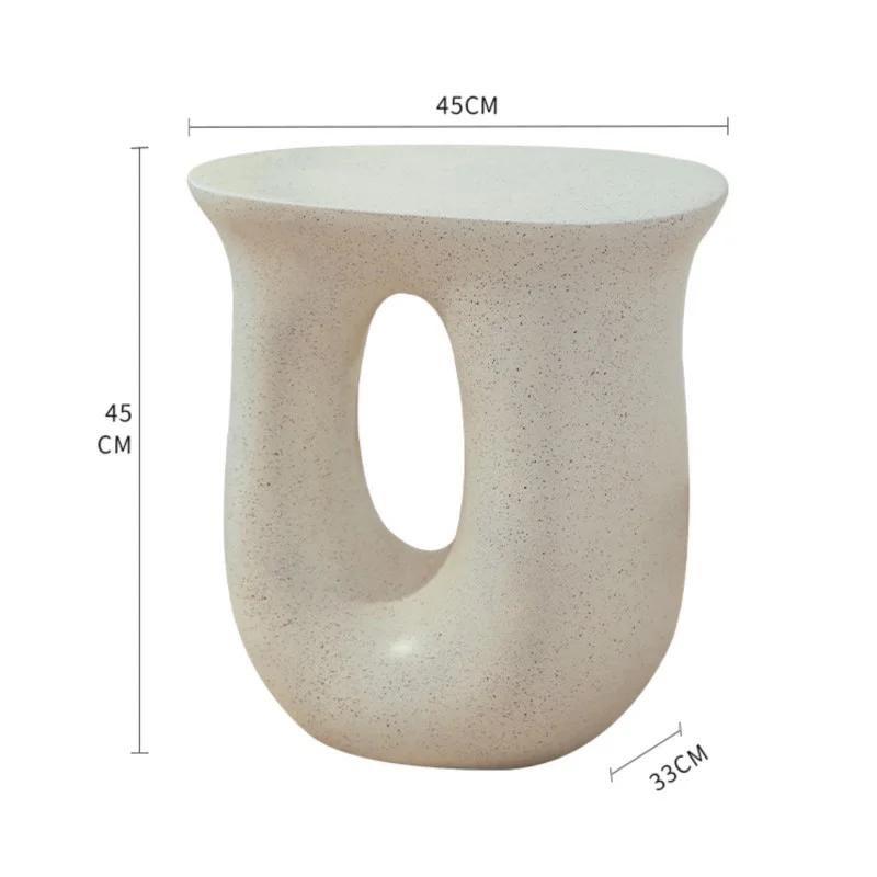 Creative Cream Bedside Small Side Table Bedrooms Living Room Sofa Coffee Table Light Luxury Simple Wabi Sabi  Minimalist