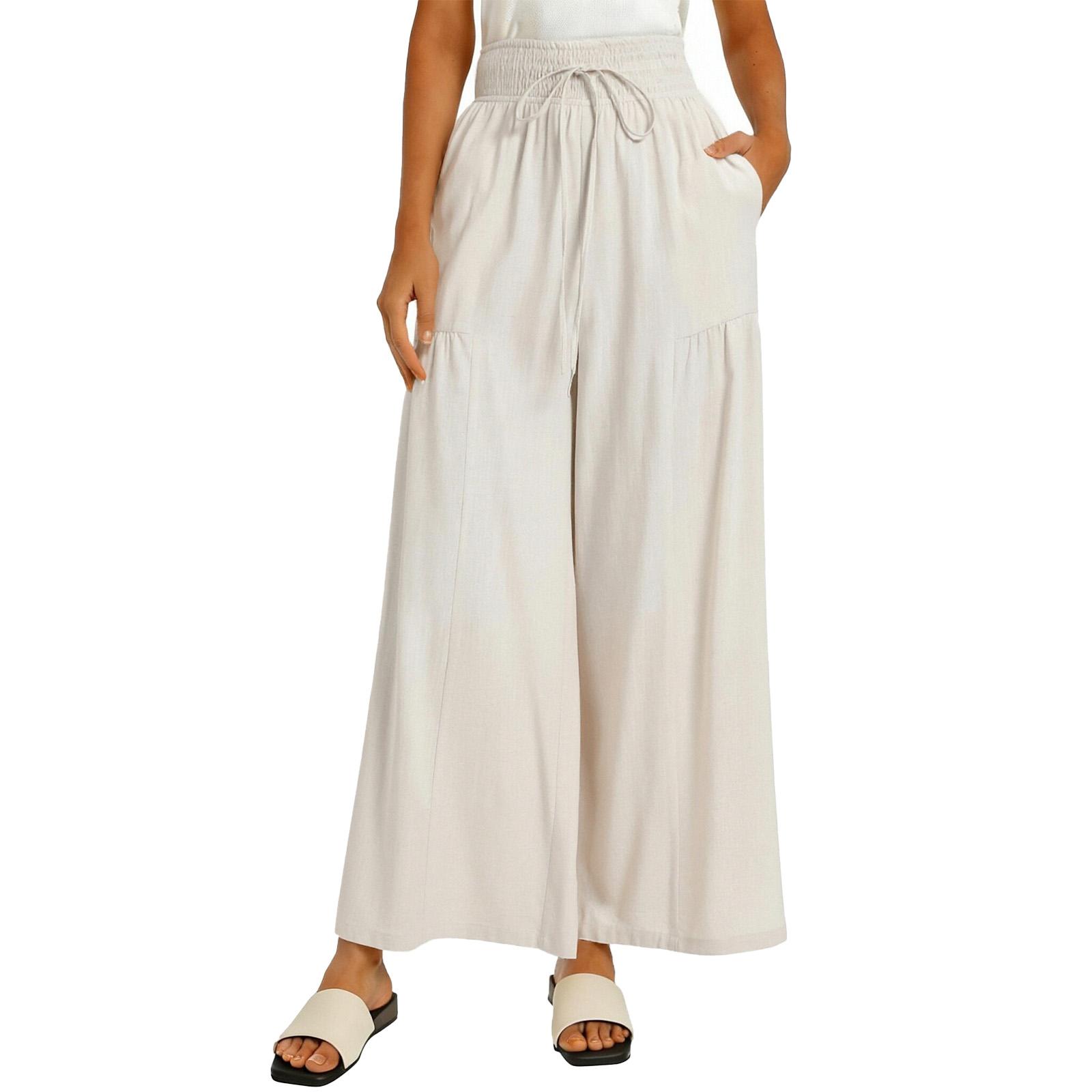 Women s Loose Straight-Leg Pants XL бежевый