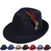 European and American Style Woolen Top Hat Men and Women Couple Ethnic Wind Curl Top Hat Sun Hat Chicken Feather Gentleman's Top Hat