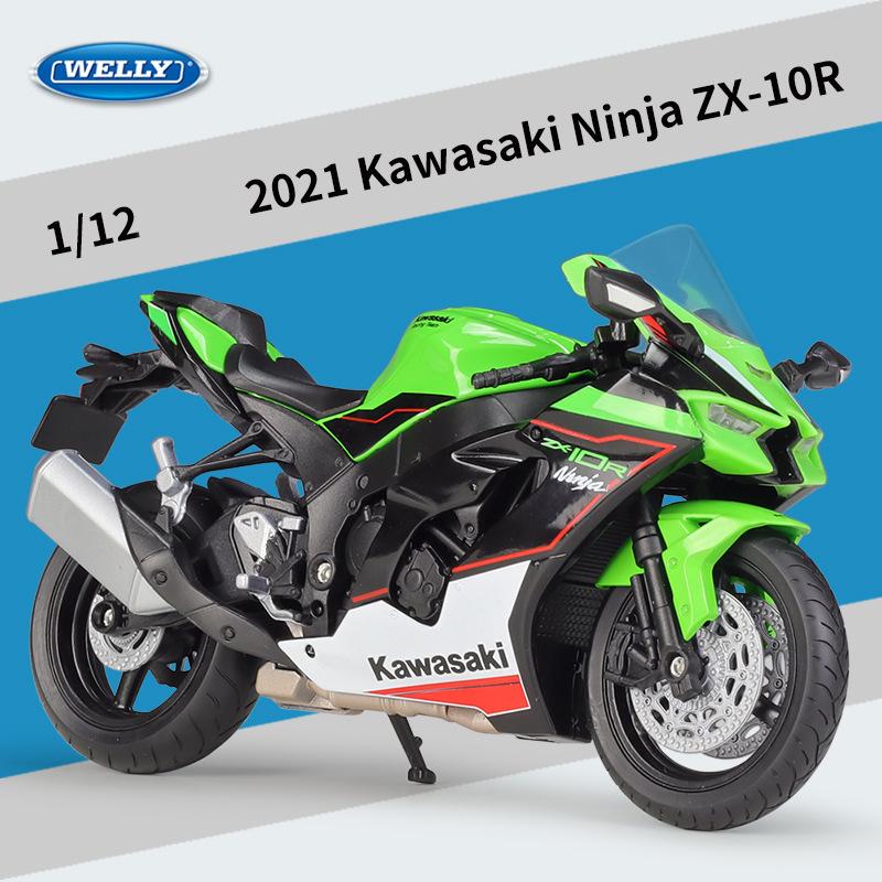 Měřítko 1/12 WELLY 2010 Kawasaki Ninja ZX-10R Slitina modelu motocyklu Odlitky Kovová autíčka na hraní Vysoká simulace kolekce Dětské dárky