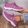 Fashion Women's Casual Running Shoes Soft Sole Breathable Knitted Sneakers Woman Comfort Non Slip Walking Shoes Purple Platform Sneakers
