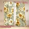 Set Of 2 Flat Printing Curtains Without Rod Floral Peonies Gray New Year Holiday Fabric Curtain Polyester Machine Washable