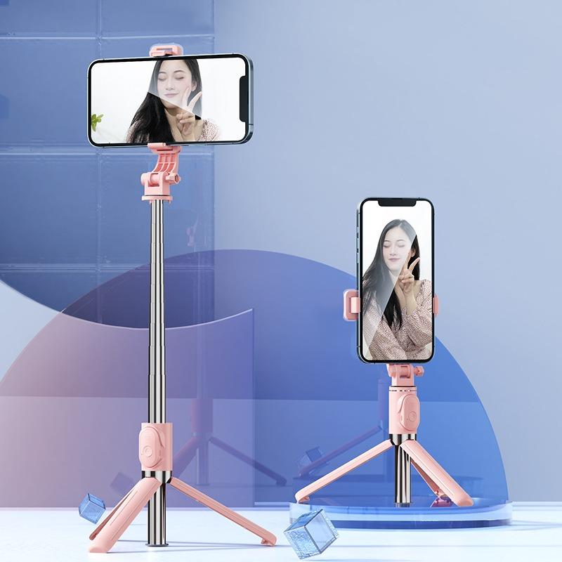Selfie Stick 1 Meter Retractable Bluetooth Remote Control Fill Light Photo Live Broadcast Selfie Stick Tripod Mobile Phone Holder