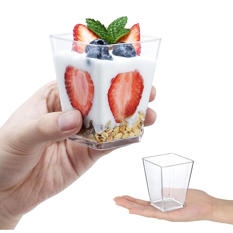 5oz Transparent Disposable Mousse Cup with Lid & Spoon, 160ml Dessert Cup
