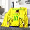 1 Stück Neymar Decke mit individuellem Namen, Geschenk, für Männer und Frauen, Weiche Decke, Gut für Schlafsofa Couch Reisen, Leichte Flanelldecke
