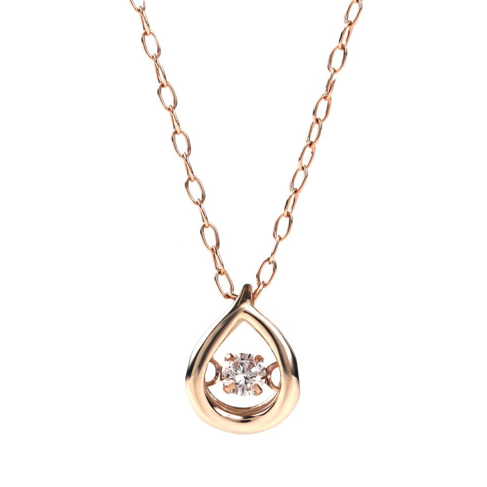 PLUSTER Dancing Stone Necklace with K10 Teardrop Diamonds and Crossfor White Box A perfect Day or birthday Eligible for Plaster Gold, Women's [Gift