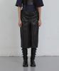 Uusoo Leather Eyelet Skirt_ Black